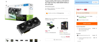 Tarjeta Gráfica PNY GeForce RTX 5070 Ti OC Triple Fan Plus 16GB GDDR7 Reflex 2 RTX AI DLSS4 por 799€