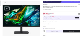 Monitor marca Acer V277 E 27" IPS 1920x1080 FHD por 86,99€ (cuenta nueva 74,99€)