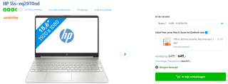 HP 15s-eq2970nd 5700U Notebook 39,6 cm (15.6") Full HD voor €649 bij Coolblue