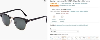 Lentes Oscuros Ray-Ban desde $1,121 en Amazon