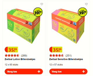 Zwitsal baby doekjes 3 x 12 pakken voor €39,99 bij Kruidvat