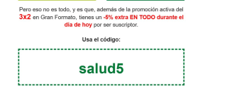 3x2 y -5% extra en Susaron