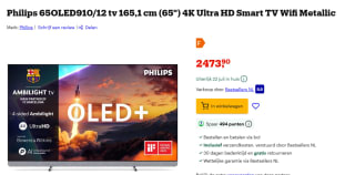 Philips 65OLED910/12 tv 165,1 cm (65") 4K Ultra HD Smart TV voor €2.473,90 bij Bol