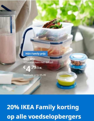 20% IKEA Family korting op alle voedselopbergers