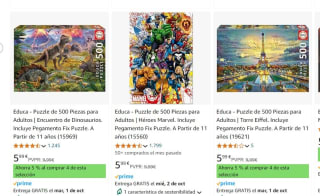 Recopilación puzzles de 500 piezas por 5,99€ y -5% dtoextra si compramos 4ud