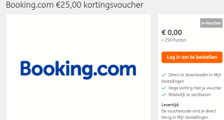 Kortingsvoucher voor €25 korting bij Booking.com met 250 ING punten
