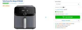 Tefal Easy Fry Mega EY855B - Airfryer - 7,5 Liter voor €50 na cashback bij Coolblue