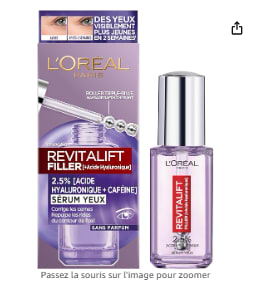L'Oréal Paris Sérum Contour des Yeux, Anti-Rides , Anti-Poches et Anti-Cernes, Revitalift Filler à 7,22€