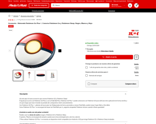 Nintendo Pokémon Go Plus + a tan solo 35,10€