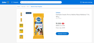 Snacks Dentastix Pedigree para perros adultos y medianos por $1.350