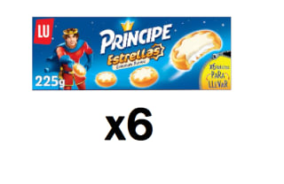 6 Paquetes de Príncipe Estrellas Galletas Rellenas de Crema de Leche y Cubiertas de Chocolate Blanco 225g por 10.17€