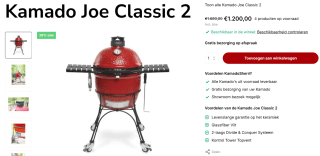 Kamado Joe Classic II houtskoolbarbecue voor €1.200 bij Kamadosheriff