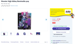20% extra korting op alle poppen & toebehoren van Monster High van Mattel bij Toychamp