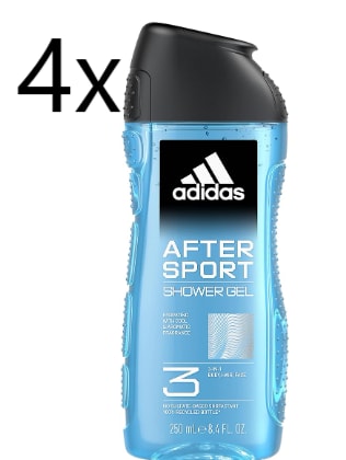 4x Adidas - After Sport Shower Gel, gel de ducha 250 ml por 7,03€