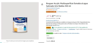 Bruguer Acrylic Multisuperficie Esmalte al agua Satinado Gris Niebla 250 ml por 4,50€