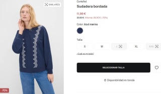 Sudadera bordada de Mujer Cortefiel por 11.99€