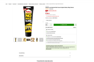 Pattex No Más Clavos Original 250gr Adhesivo montaje por solo 6,99€