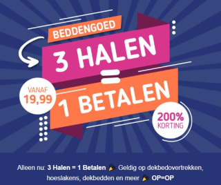 3 halen 1 betalen op beddengoed bij Koopjedeal