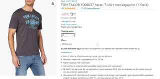 Tom Tailor Logo Print T-shirt voor €3,99 bij Amazon