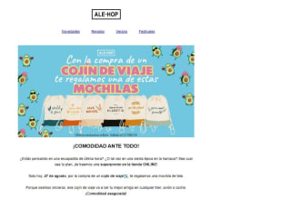 Mochilas de tela gratis con la compra de un cojín de viaje en Ale-Hop