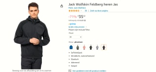 Jack Wolfskin Feldberg Hoody Heren Softshell-Jas - phantom voor €35,32 bij Amazon