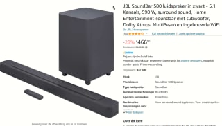 JBL Bar 500 Pro - Soundbar met Draadloze Subwoofer geschikt voor TV - voor €466 bij Amazon