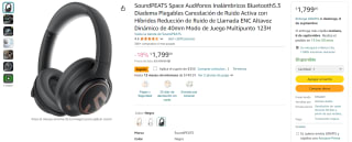 Audífonos SOUNDPEATS Space por $1,349 en Amazon, envío gratis