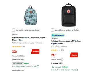 Tot 50% korting op rugzakken en reisbagage bij Bol