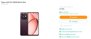 Oppo A60 5G 128GB Black Red voor €149 bij Art & Craft