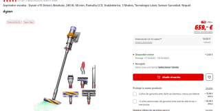 Aspirador escoba Dyson v15 Detect Absolute por 659€