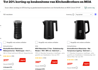 Tot 20% korting op keukenitems van KitchenBrothers en MOA bij Bol