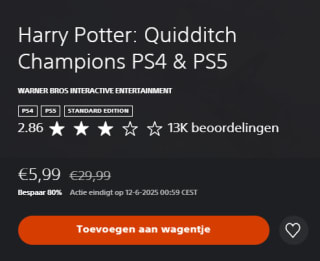 Harry Potter: Quidditch Champions PS4 & PS5 voor €5,99 in de Playstation Store
