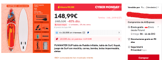 Tabla de Paddle inflable, FUNWATER SUP con accesorios por 128,99€