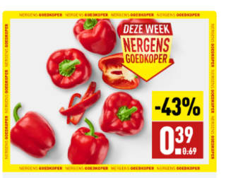 Rode Paprika voor €0,39 per stuk bij de Aldi