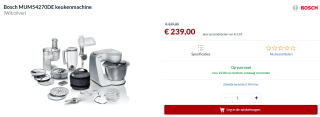Bosch MUM54270DE keukenmachine met veel accesoires voor €239 bij Alternate