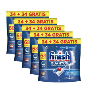 340 Pastillas Finish Powerball Quantum para Lavavajillas por solo 45,59€