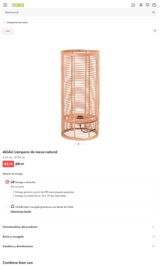 AGALI Lámpara de mesa natural por 45€.