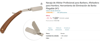 Navaja de Afeitar Profesional a $120 en Amazon