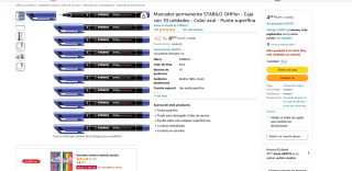 Pack 10 Marcador permanente STABILO OHPen Color azul Punta superfina por 4,68€