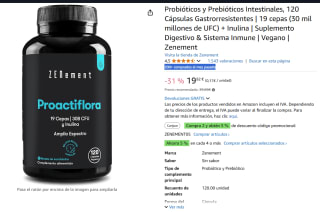 Probióticos y Prebióticos Intestinales, 120 Cápsulas Gastrorresistentes | 19 cepas por 19,92€