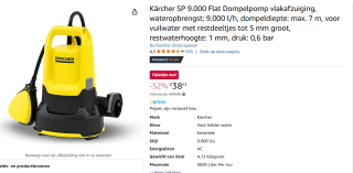 Kärcher dompelpomp SP 9000 L/uur voor €38,53 bij Amazon