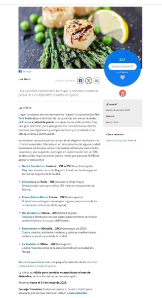 Restaurantes en Europa a mitad de precio con TheFork.