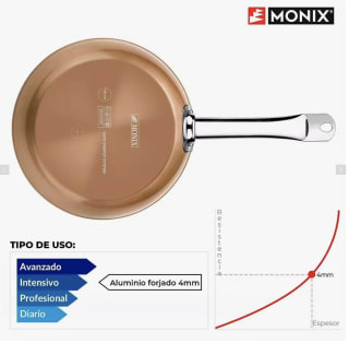 Sartenes 18 22 y 26cm 3 Piezas Antiadherentes Aluminio Acabado Monix Copper Cobre Aptas todas las cocinas por 34,79€