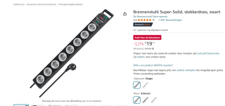 Brennenstuhl Super-Solid, Stekkerdoos 8-voudig voor €19,11 bij Amazon
