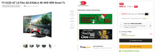 TV OLED 42 LG Flex 42LX3Q6LA 4K UHD HDR Smart Tv por 999€