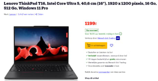 Lenovo ThinkPad T16 Gen 3 (21MN008CMH) voor €1.199 bij Bol