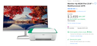 Monitor HP 23.8" + Impresora a $3,499 en Mercado Libre