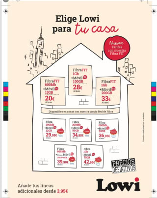 Fibra LOWI 600 Mg + 15 GB datos + ilimitadas desde 20€
