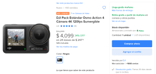 Mercado Libre: DJI OSMO ACTION 4 PAGANDO CON BANORTE A UN SOLO PAGO