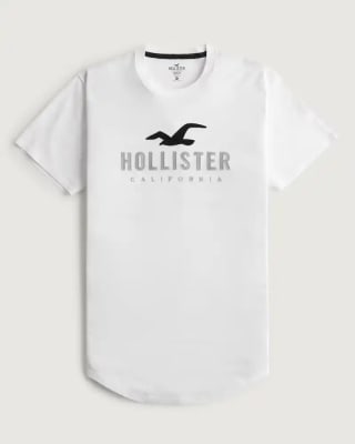Pick men's curved hem logo graphic tee from Hollister Co. as low as £6.84